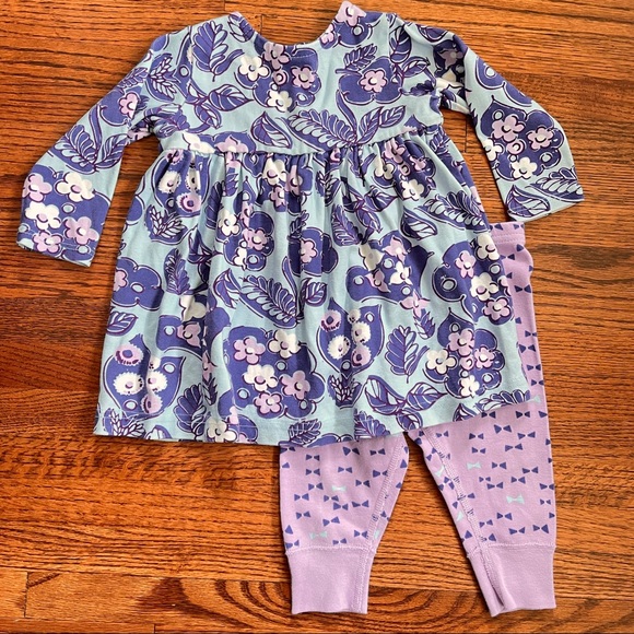 Hanna Andersson dress leggings set sz 70 6-12 mo